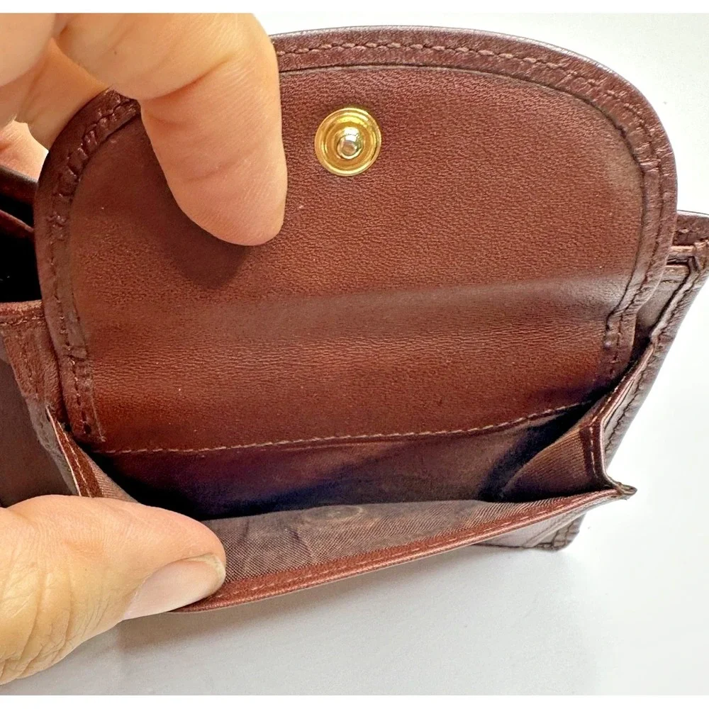 Ralph Lauren Polo Bifold Wallet Hunter Plaid Brown Leather Coin Pocket 90s